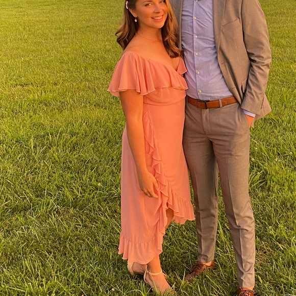 Show Me Your Mumu Pink Ruffle Granada Dress Size Medium - Picture 3 of 11